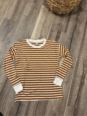 J. Crew Women’s Long Sleeve Striped Top in Mustard/White